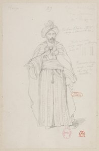 Halévy - La magicienne - kostýmní modely Alfreda Alberta - 29. Šachová partie, saracénský král. M. Bion