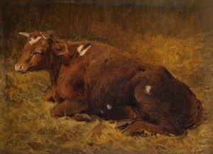 Kráva ležící na zemi, 1865-1872. od Alfred Baker