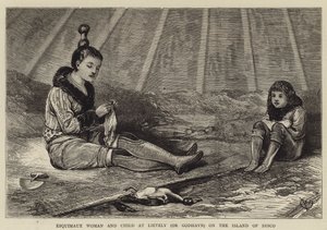 Esquimaux žena a dítě v Lievely (nebo Godhavn) na ostrově Disco od Alfred Chantrey Corbould