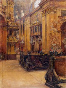 Interiér Peterskirche ve Vídni od Alfred Edler von Pflügl