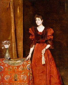 Elegantní dáma držící vějíř, 1893 od Alfred Emile Stevens