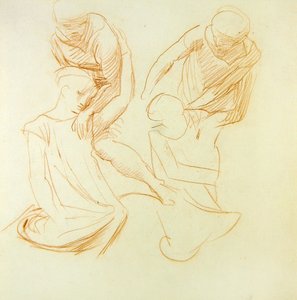 Figurální studie, c.1845 (červená křída na papíře) (viz 366414 pro recto)