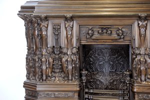 Detail komínu Sam Wilson, kolem 1908-14 (bronz) od Alfred Gilbert