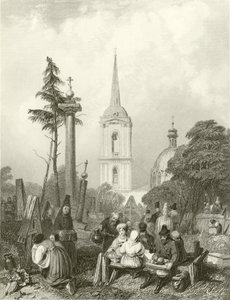 Hřbitov u smolenského kostela od Alfred Gomersal Vickers