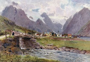Fjaerland, fjord Sogne od Alfred Heaton Cooper