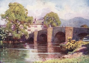 Lake District: Swan Inn, Newby Bridge, Windermere (barevná litografie) od Alfred Heaton Cooper