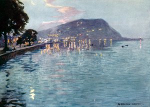 Minehead by Moonlight (barevné lito) od Alfred Heaton Cooper