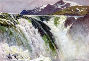 Velké jezero, vodopády Velkého jezera, Saltoluokta od Alfred Heaton Cooper