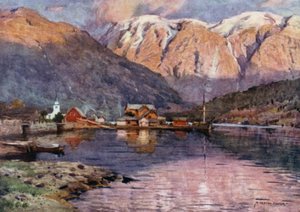Ulvik, Hardangerský fjord od Alfred Heaton Cooper
