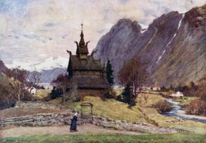 Kostel Vik Stave, fjord Sogne