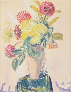 Zinnias, cca 1926 (wc, kvaš a dřevěné uhlí na papíře) od Alfred Henry Maurer