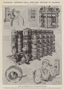 Automatické telefonní dívky: operátory nahrazeny stroji (litho) od Alfred Hugh Fisher
