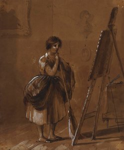 Umělcův ateliér. Kritik. od Alfred Jacob Miller