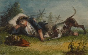 Chlapec žebrák a jeho pes od Alfred Jacob Miller