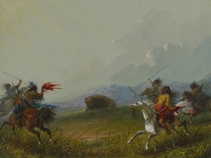 Buvol zahnaný do úzkých od Alfred Jacob Miller