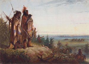 Crossing the Divide nebo Thirsty Trappers Making a Rush for the River, c.1837 (akvarel na papíře) od Alfred Jacob Miller