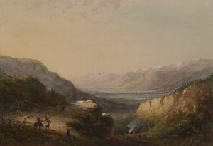 Vzdálený pohled na jezero (Hora větrů) od Alfred Jacob Miller