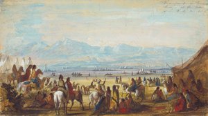 Tábořiště na Green River na úpatí Skalistých hor, kolem roku 1837 (tužka, akvarel a kvaš na papíře) od Alfred Jacob Miller