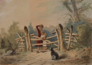 Georgeovy děti čekají na návrat domů svého odvedeného otce od Alfred Jacob Miller