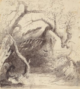 Indian Cabin on the Platte, c.1837 (pero a inkoust a mytí na papíře) od Alfred Jacob Miller