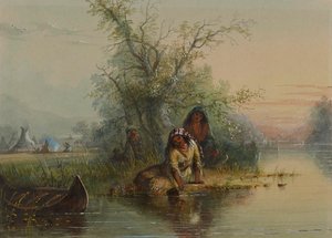 Indiánský tábor u řeky Eau Sucre od Alfred Jacob Miller