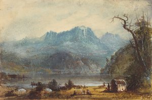 Lake Scene, Wild River Mountains, cca 1837 (akvarel na papíře)