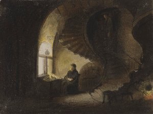 Muž sedící u okna od Alfred Jacob Miller
