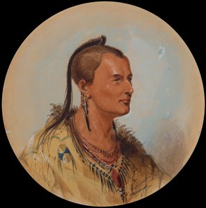 Sioux Brave, cca 1837 (tužka, akvarel a kvaš na papíře) od Alfred Jacob Miller
