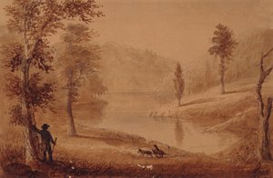 Labutí jezero, cca 1837 (akvarel na papíře) od Alfred Jacob Miller