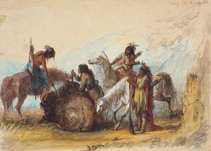 Taking the Hump Rib, cca 1858 (tužka, akvarel a kvaš na papíře) od Alfred Jacob Miller