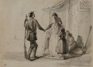Válka. Odchod na frontu od Alfred Jacob Miller