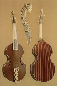 Viola da Gamba, neboli basová viola, od Joachima Tielkeho (1641-1719) Hamburk, 1701, z 