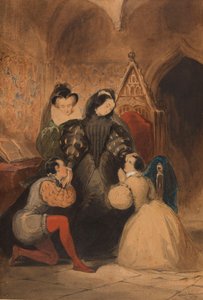 Marie Stuartovna žehná Rolandu Groemovi a Catherine Seytonové. Po knize Waltera Scotta The Abbot, 1830.