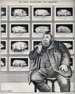 Velký obchodník s prasaty - Kreslený film v „Le Cochon, suvenýry z Normandie“ 1898 od Alfred Le Petit