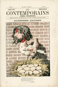 Obálka “”Les Contemporains”, číslo 9, Satirické barvy: Alphonse Daudet - Literatura - Houle, Daudet Alphonse - Ilustrace Alfred Le Pepetit (1841-1909) od Alfred Le Petit
