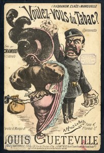 Ilustrace Alfreda Le Petité (1841-1909) v „“ Chanson illustratese “, kolem roku 1900 – Vouvous du tabac. Louis Gueteville - kouření, tabák od Alfred Le Petit