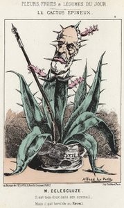 Le Cactus Spineux: Cartoon on Louis Charles Delescluze (1809 - 1871) - nemoc. od 16. 1. 1871 v „Květiny, ovoce a zelenina dne“ od Alfred Le Petit