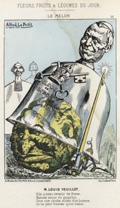 Meloun: Karikatura na Louis Veuillot - nemocný. od 3.10.1871 v „Květiny, ovoce a zelenina dne“ od Alfred Le Petit