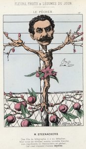 Le Pêcher: Cartoon on Steenackers - nemocný. od 30. 1. 1871 v „Květiny, ovoce a zelenina dne“ od Alfred Le Petit