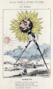 Le Soleil (slunečnice): karikatura na Gambettě (1838 - 1882) - ill. od 12.01.1871 v „Květiny, ovoce a zelenina dne“ od Alfred Le Petit