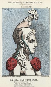 Les Cherry: karikatura na MM Emmanuel a Etienne Arago - nemocný. ze dne 11/03/1871 v „Květiny, ovoce a zelenina dne“ od Alfred Le Petit