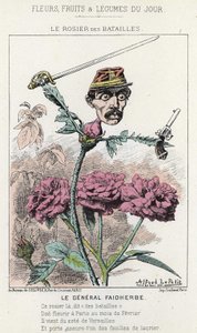 The Rosier des Batailles: karikatura o generálu Faidherbe - nemocný. od 20. 1. 1871 v „Květiny, ovoce a zelenina dne“ od Alfred Le Petit