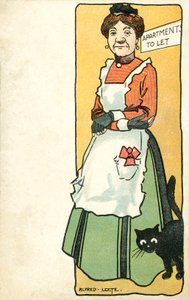 Bytná a její kočka (chromolitho)
