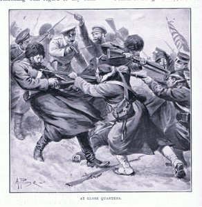 Z bezprostřední blízkosti, ilustrace z Cassells History of the Rusko-japonské války Vol 1, c.1900 od Alfred Pearse