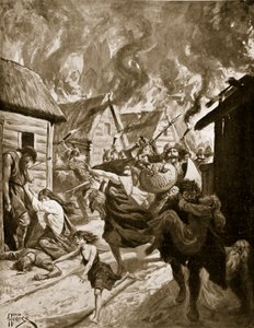 Canterbury Burned by the Danes, 851 AD, ilustrace z 