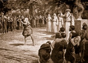 Spravedlnost udělují druidové, ilustrace z „Hutchinsonova příběhu britského národa“, kolem roku 1920 od Alfred Pearse