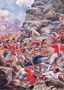 Obležení Dillí: Útok na průlom, ilustrace z britských bitev na souši a na moři, 1915