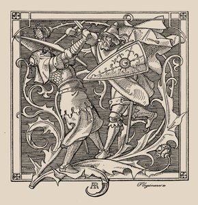Die Nibelungen. Hagen z Tronecku zabíjí Iring, 1840-1841. od Alfred Rethel