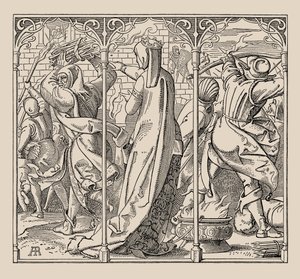 Die Nibelungen. Jak královna rozkázala vypálit chodbu, 1840-1841. od Alfred Rethel
