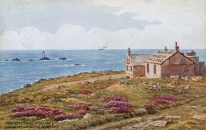 První a poslední dům v Anglii a maják Longships, Lands End od Alfred Robert Quinton